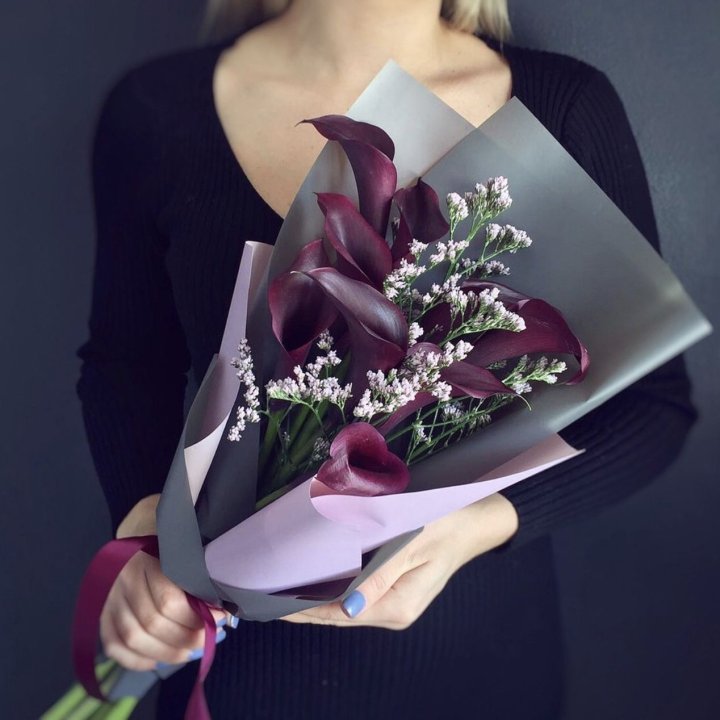 Букет фиолетовых калл в Старом Осколе