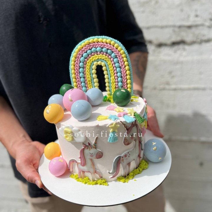 Торт "Радуга с единорогом" с доставкой в Старом Осколе