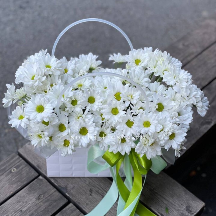 Сумка с хризантемами ромашками в Старом Осколе