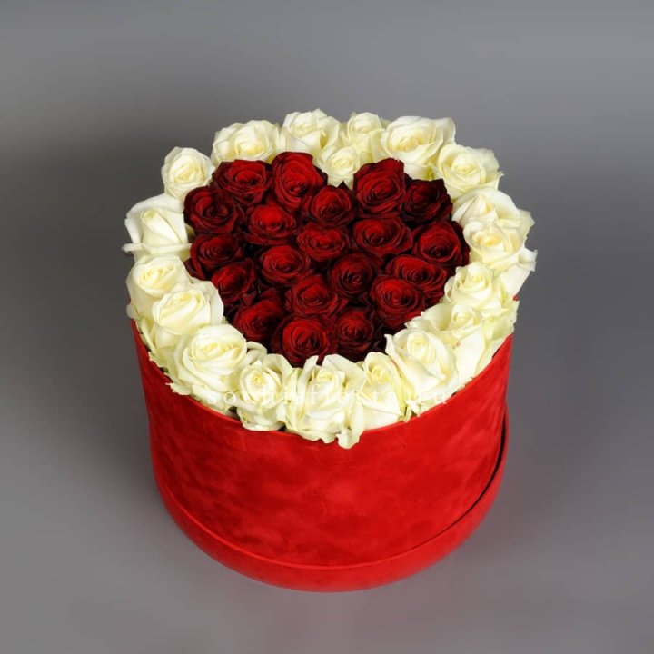 39 красных и белых роз в цилиндре в Старом Осколе