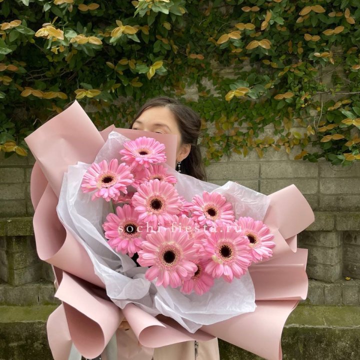 13 розовых гербер в Старом Осколе