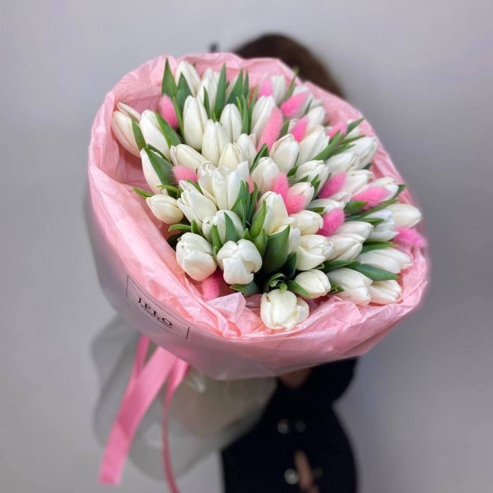 51 белый тюльпан "Рози" в Старом Осколе