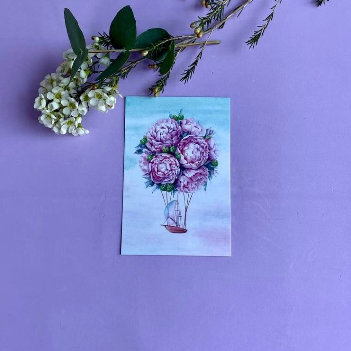 Открытка к букету "Пион" в Старом Осколе