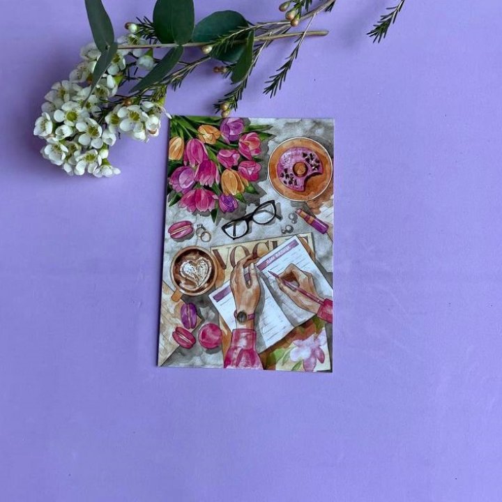 Открытка к букету "Леди на работе" в Старом Осколе