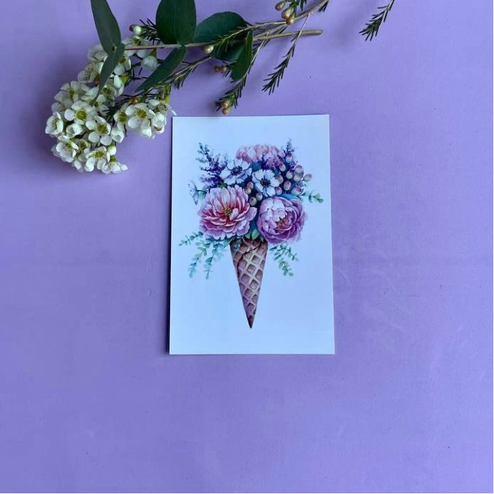 Открытка к букету "Цветочно-кремовый" в Старом Осколе