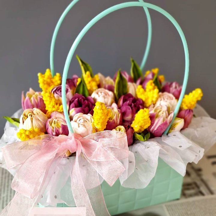 Тюльпаны в сумочке из зефира в Старом Осколе