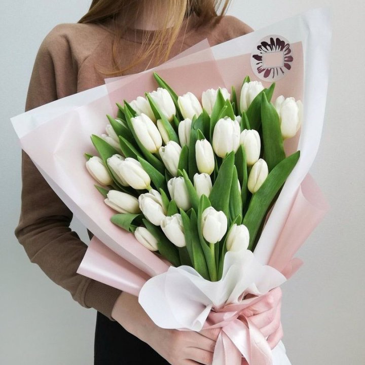 Букет белых тюльпанов "Моника" в Старом Осколе